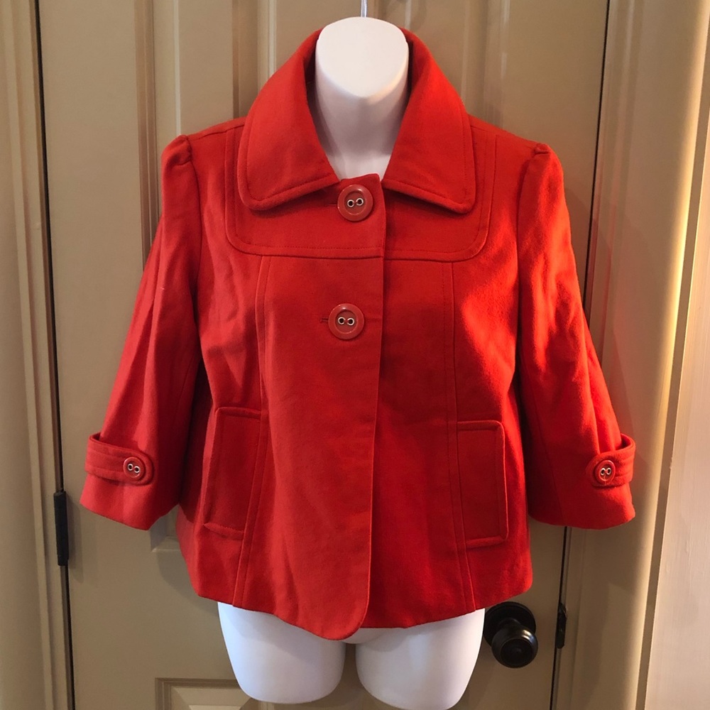 Tulle Anthro Orange Short Wool Coat